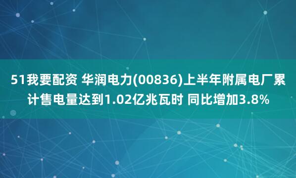 51我要配资 华润电力(00836)上半年附属电厂累计售电量达到1.02亿兆瓦时 同比增加3.8%